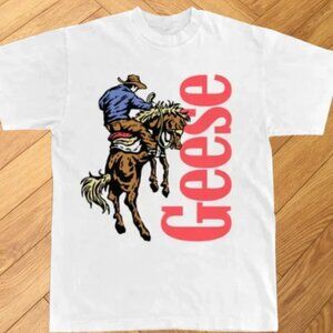 Geese Cowboy Graphic T-Shirt Western Rodeo Style Tee Unisex